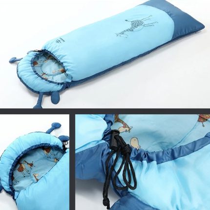 sac de couchage enfant coton giraffe 15 160cm bleu garcon